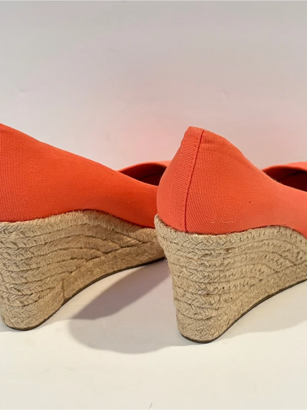 J Crew Seville Canvas Espadrille Wedges Neon Rose Coral Pink Jute Heels 9 Resort